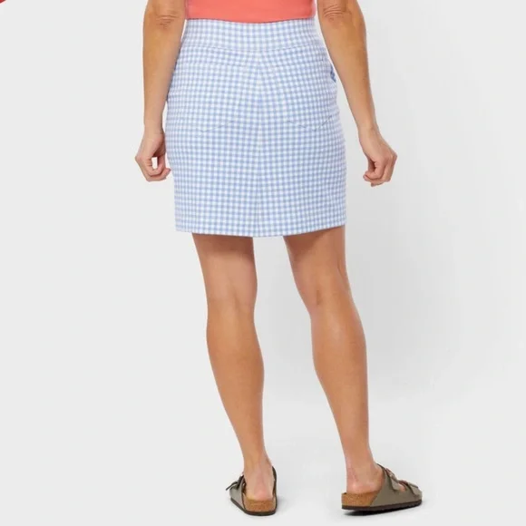 Duluth Trading Co Blue and White Gingham Women's NoGA Naturale Cotton Skort - Picture 5 of 12